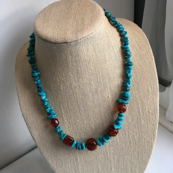 Jay King Jewelry - DTR Jay King "Mine Finds" Turquoise, Amber, Silver Necklace